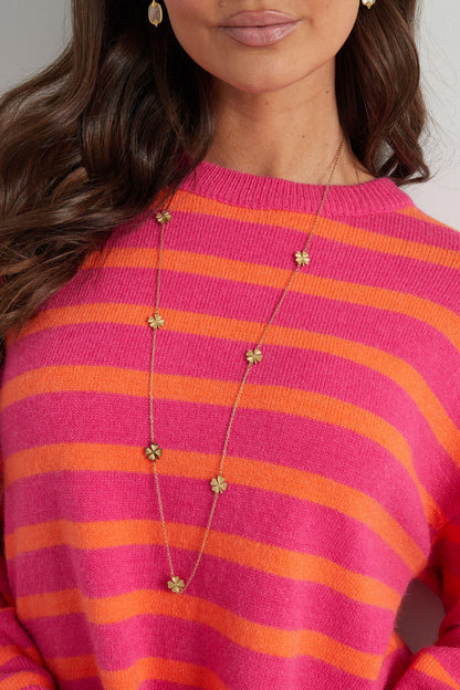 Elegant Long Necklace with Clover Charm for Everyday Wear