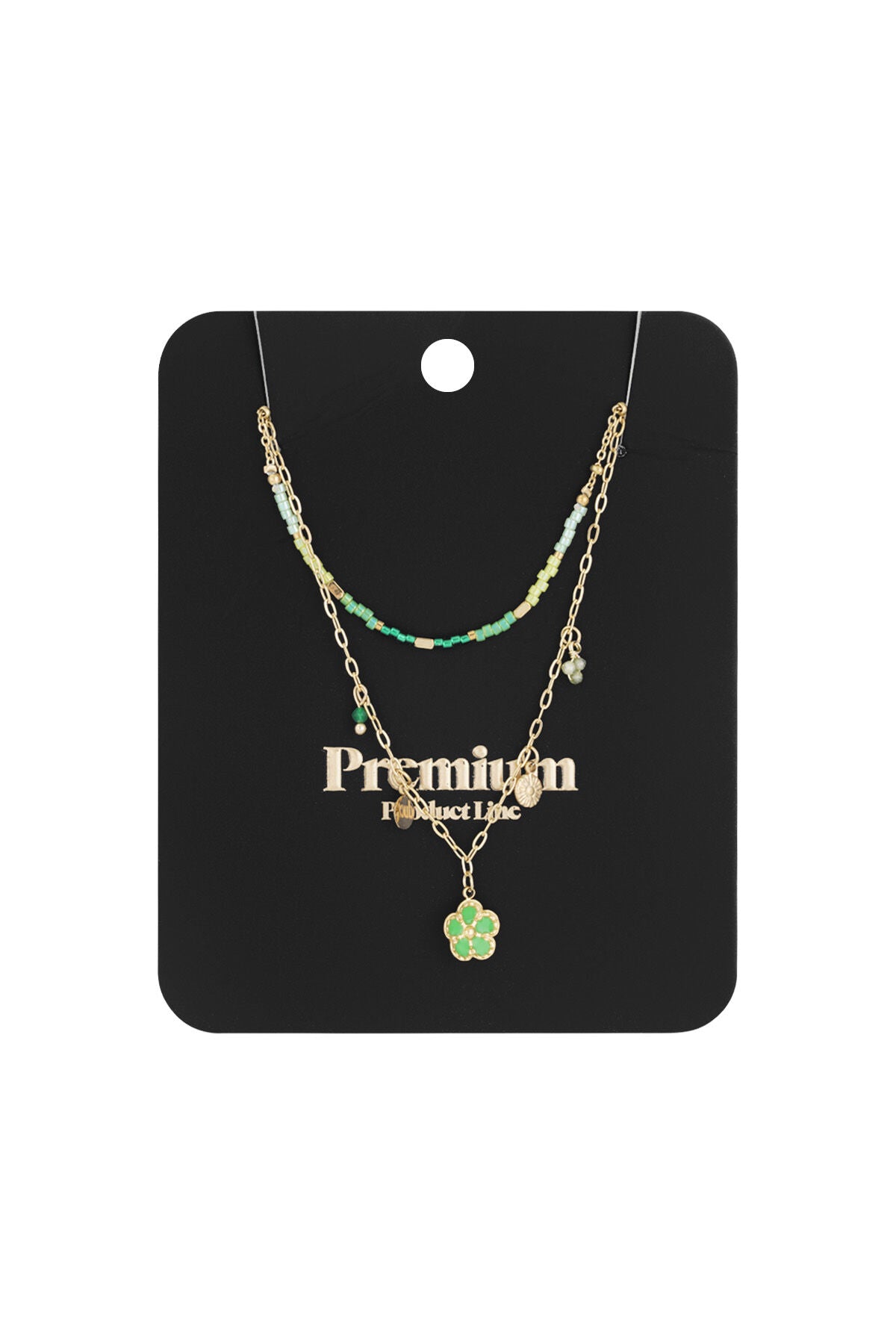 Elegant Multi-Layered Green & Fuchsia Necklace