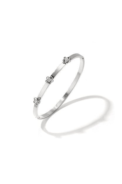 Stylish Stainless Steel Bangle with Rhinestones