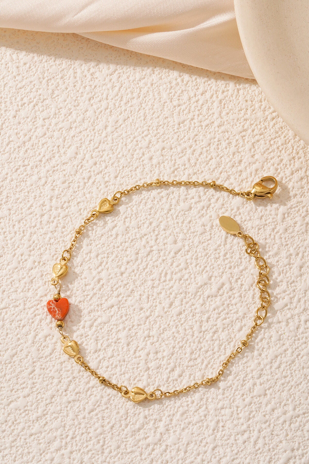 Charming Heart Stainless Steel Bracelet in Green and Orange