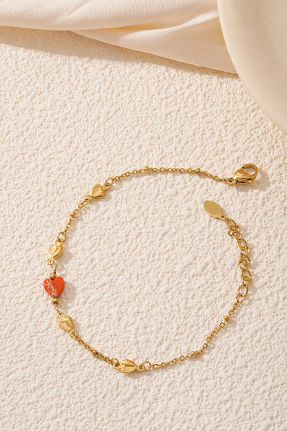 Charming Heart Stainless Steel Bracelet in Green and Orange