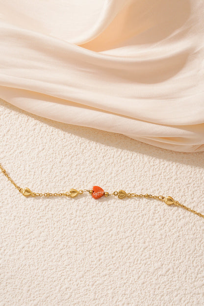 Charming Heart Stainless Steel Bracelet in Green and Orange