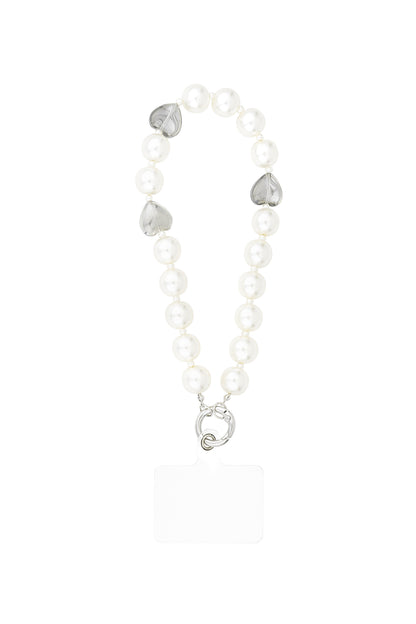 Elegant White Silver Glass Phone Chain