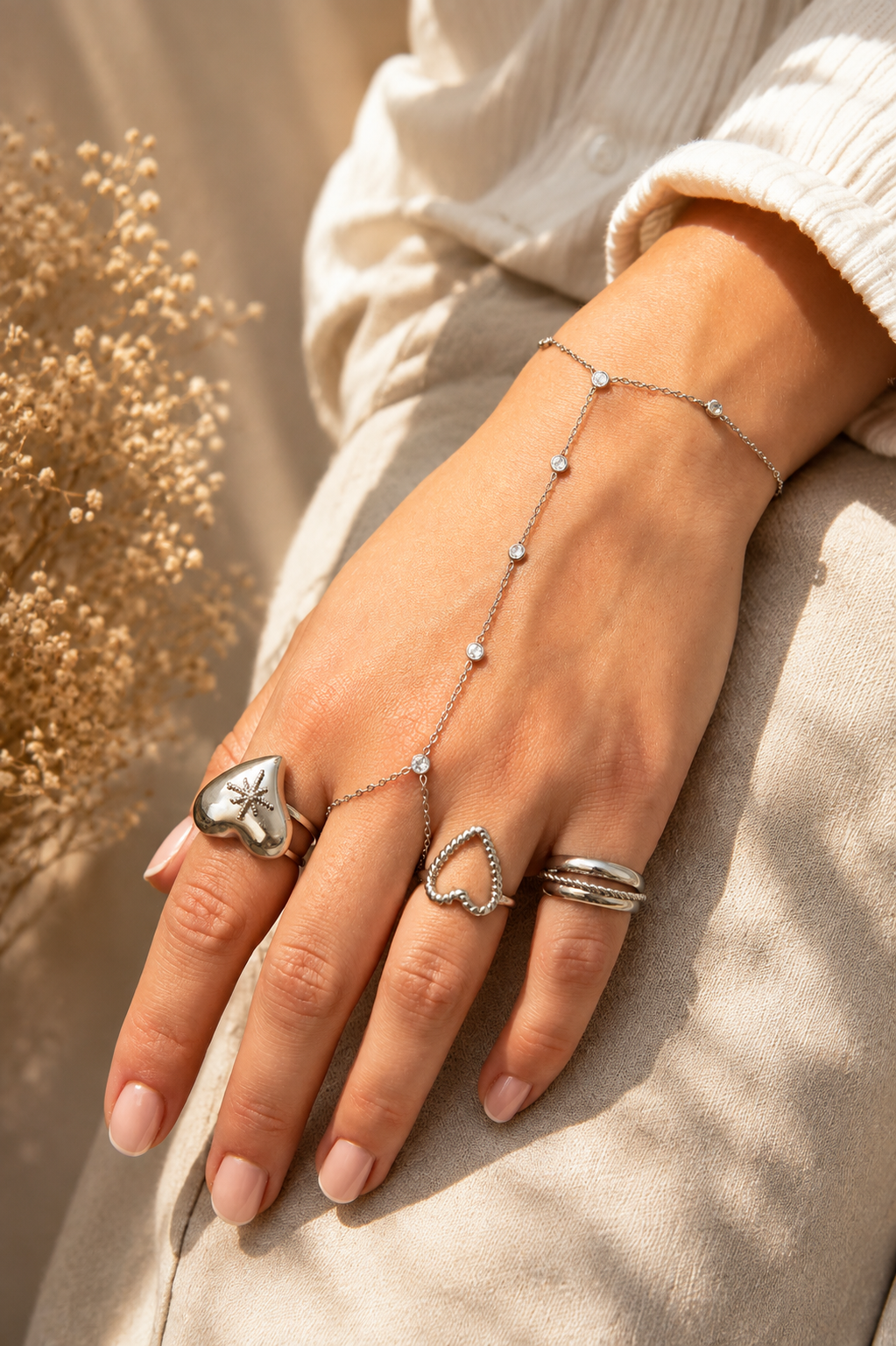 Elegant Rhinestone Hand Chain