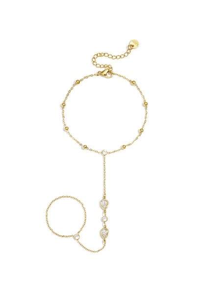 Elegant Silver & Gold Hand Chain for Women
