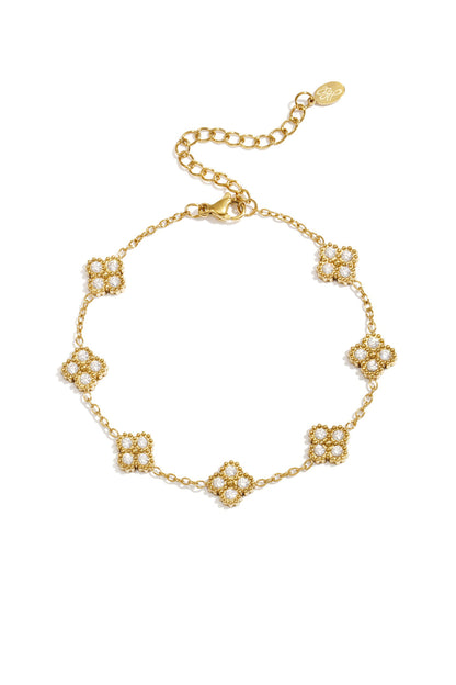 Elegant All-Fit Zircon Charm Bracelet - Silver & Gold