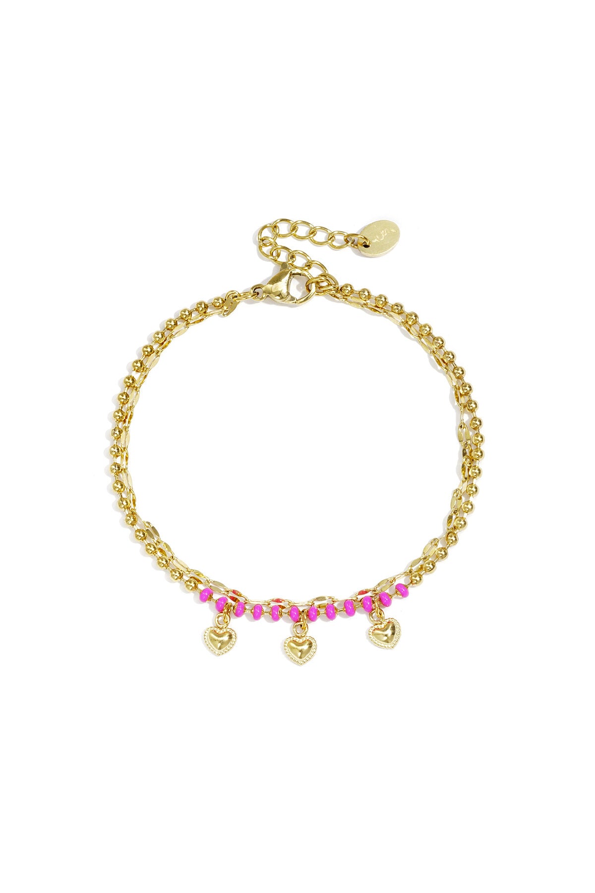 Elegant Gold Multi-Layered Heart Charm Bracelet