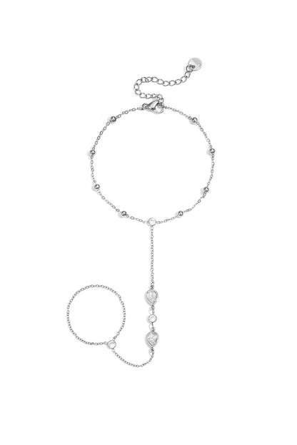 Elegant Silver & Gold Hand Chain for Women