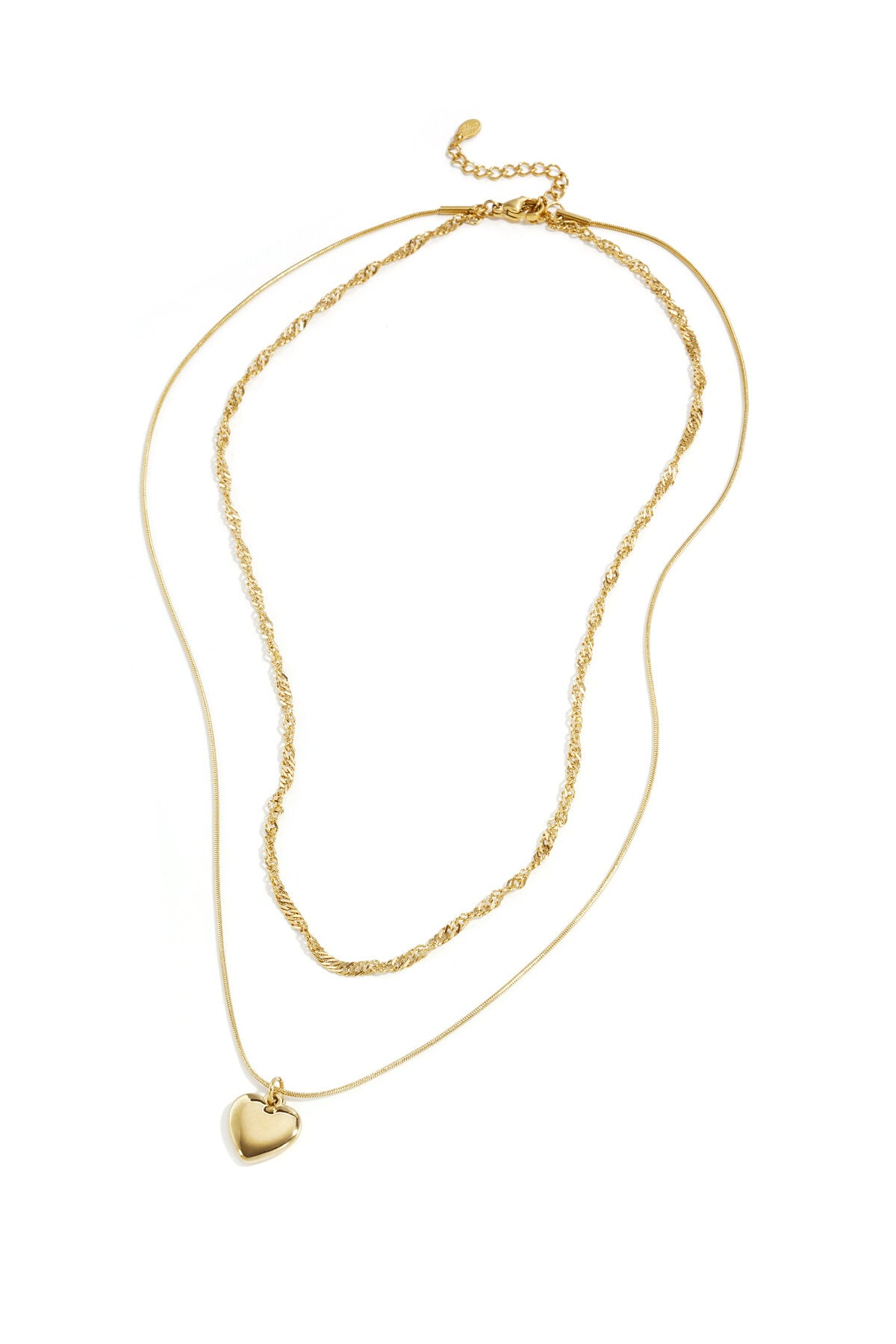 Elegant Multi-Layered Heart Necklace - Silver & Gold