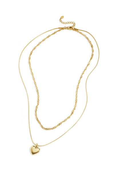 Elegant Multi-Layered Heart Necklace - Silver & Gold